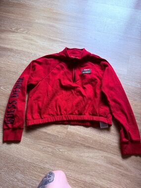 Guess Red Zip-Up Cropped Jacket